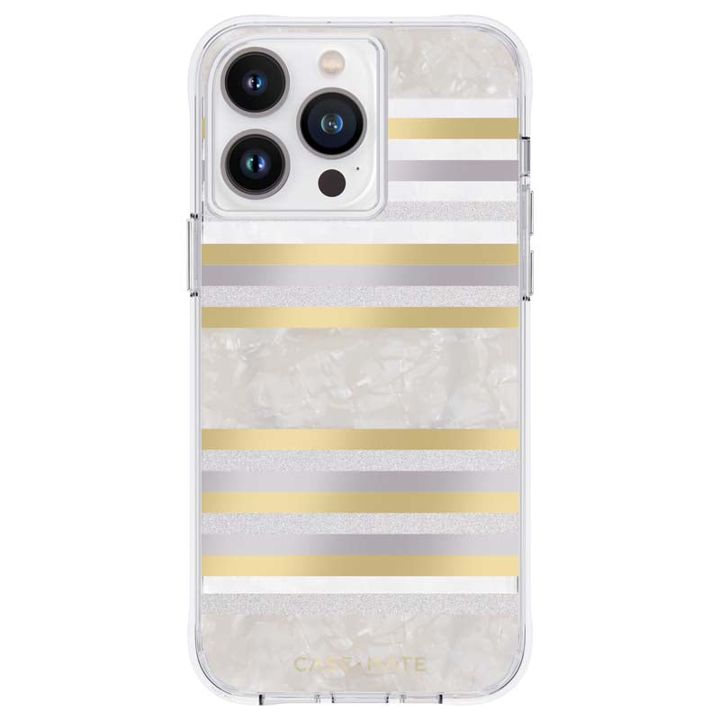 Case-Mate Pearl Stripes MagSafe - Mit Perlmutt verzierte Hülle für iPhone 14 Pro Max (Pearl Stripes)