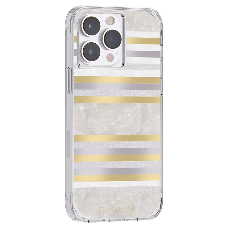 Case-Mate Pearl Stripes MagSafe - Mit Perlmutt verzierte Hülle für iPhone 14 Pro Max (Pearl Stripes)