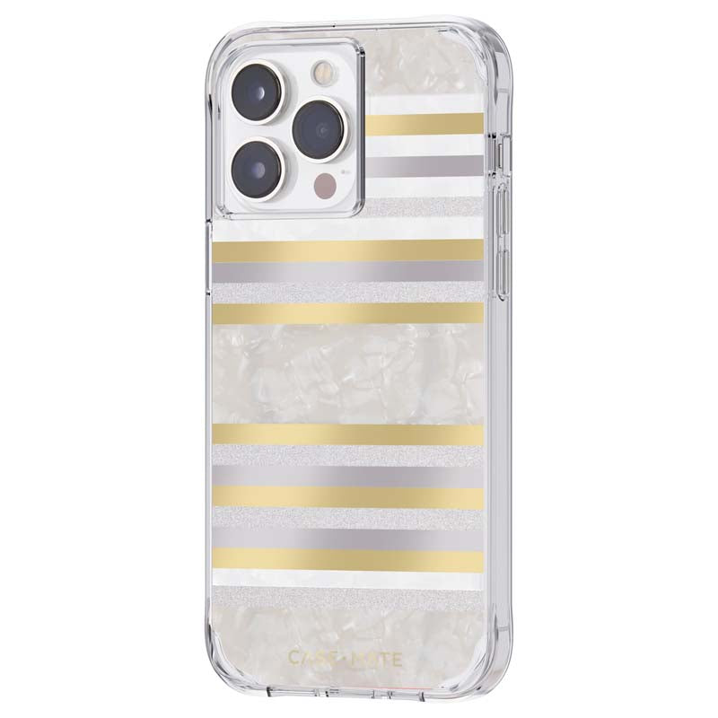 Case-Mate Pearl Stripes MagSafe - Mit Perlmutt verzierte Hülle für iPhone 14 Pro Max (Pearl Stripes)