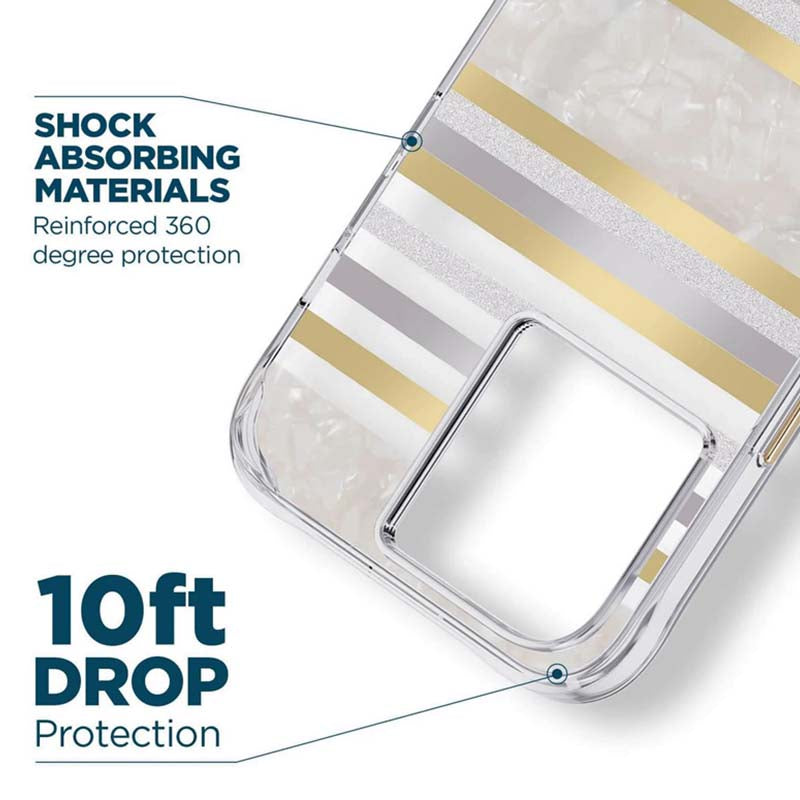 Case-Mate Pearl Stripes MagSafe - Mit Perlmutt verzierte Hülle für iPhone 14 Pro Max (Pearl Stripes)