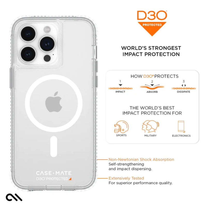 Case-Mate Ultra Tough plus D3O MagSafe - iPhone 15 Pro Max Hülle (Klar)