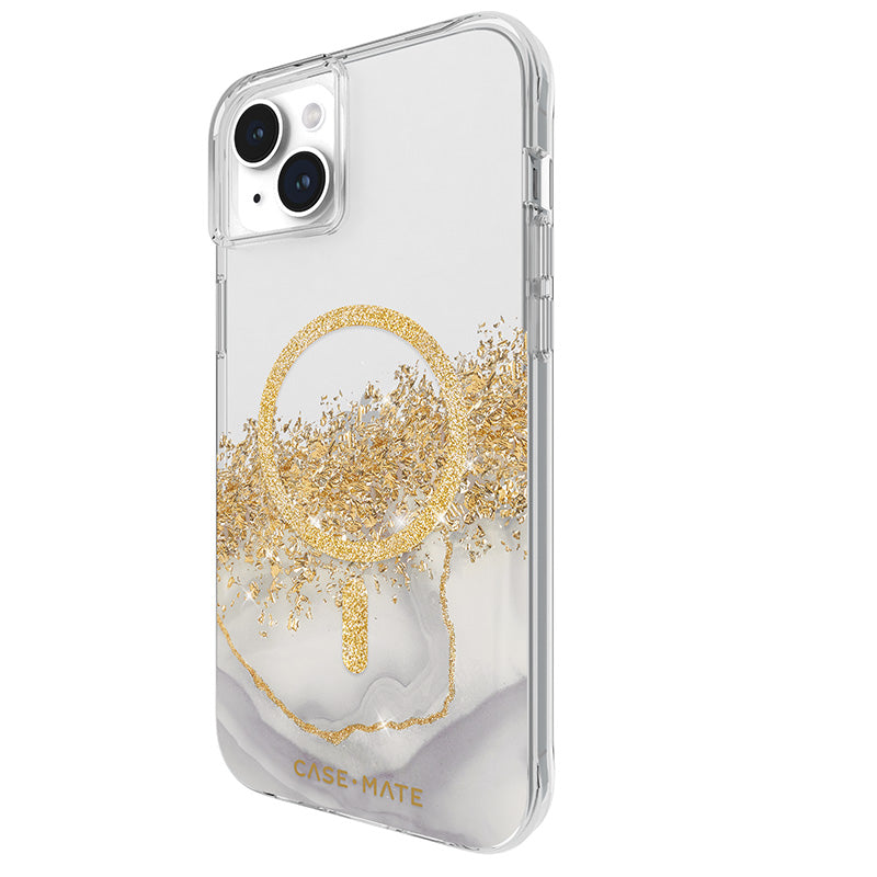 Case-Mate Karat MagSafe - iPhone 15 Plus Hülle mit Golddekor (Marmor)