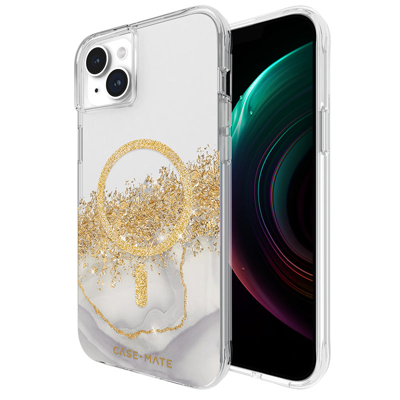 Case-Mate Karat MagSafe - iPhone 15 Plus Hülle mit Golddekor (Marmor)