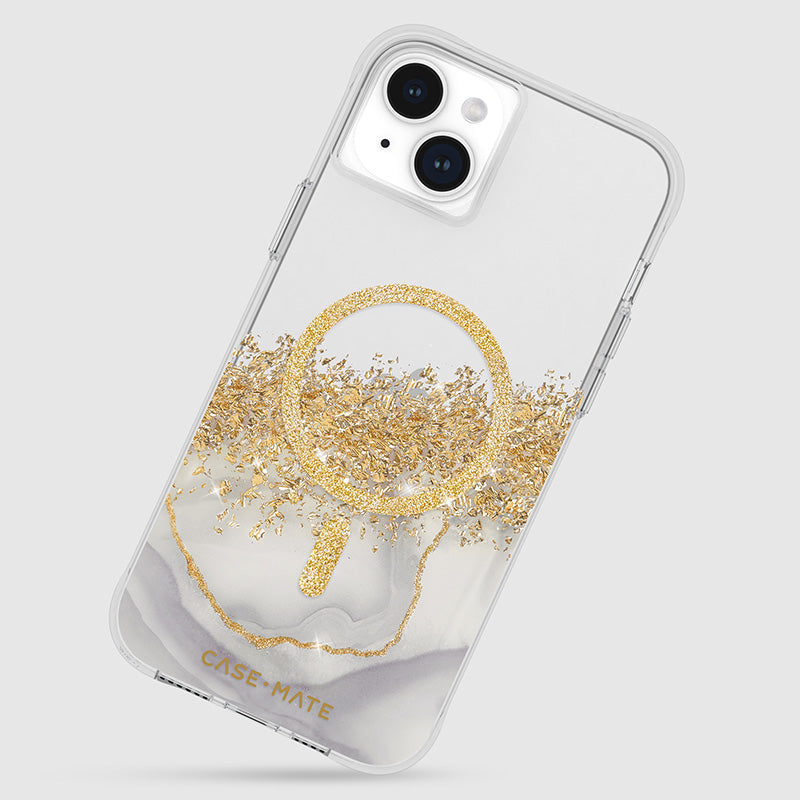 Case-Mate Karat MagSafe - iPhone 15 Plus Hülle mit Golddekor (Marmor)