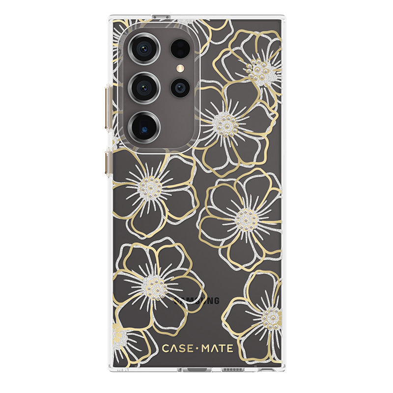Case-Mate Floral Gems - Hülle für Samsung Galaxy S24 Ultra (Gold)