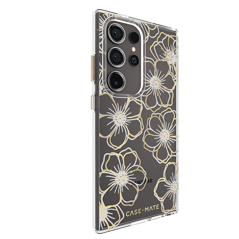 Case-Mate Floral Gems - Hülle für Samsung Galaxy S24 Ultra (Gold)