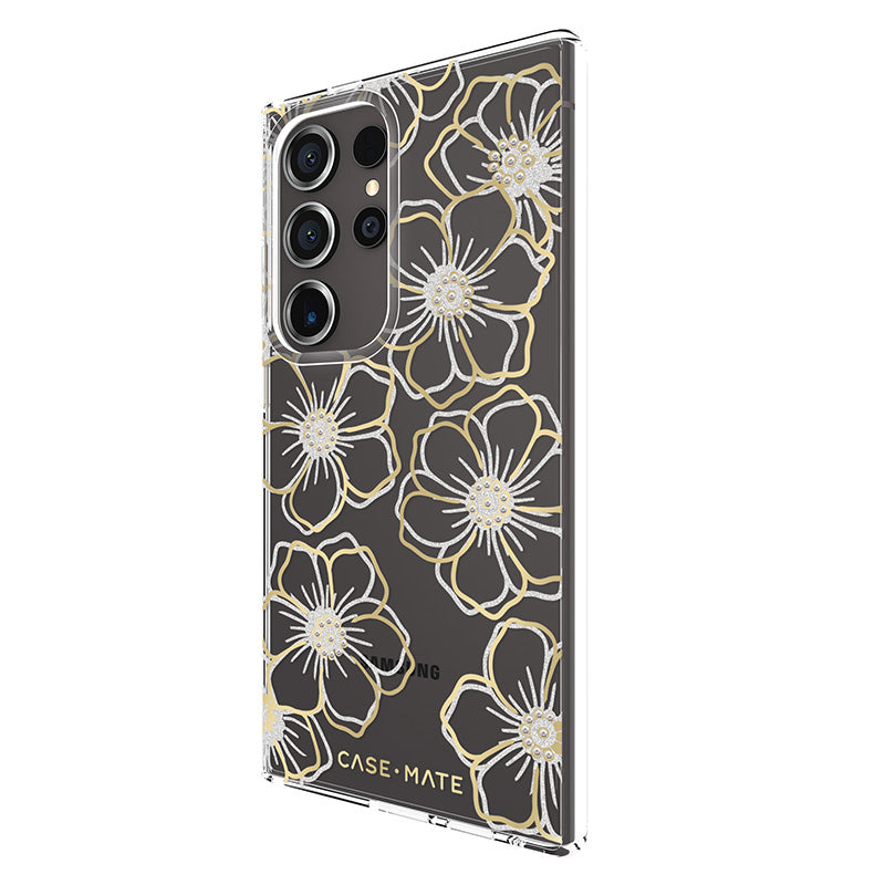 Case-Mate Floral Gems - Hülle für Samsung Galaxy S24 Ultra (Gold)