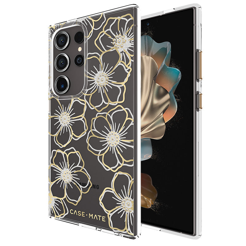 Case-Mate Floral Gems - Hülle für Samsung Galaxy S24 Ultra (Gold)
