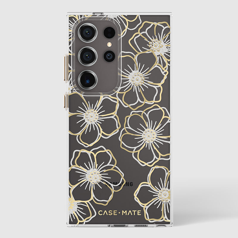 Case-Mate Floral Gems - Hülle für Samsung Galaxy S24 Ultra (Gold)