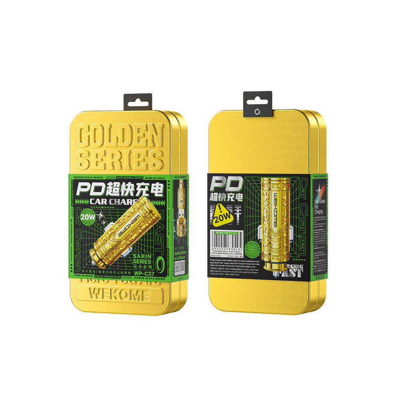 WEKOME WP-C37 Sakin-Serie – USB-C- und USB-A-Schnelllade-PD-20-W-Autoladegerät (Gold)