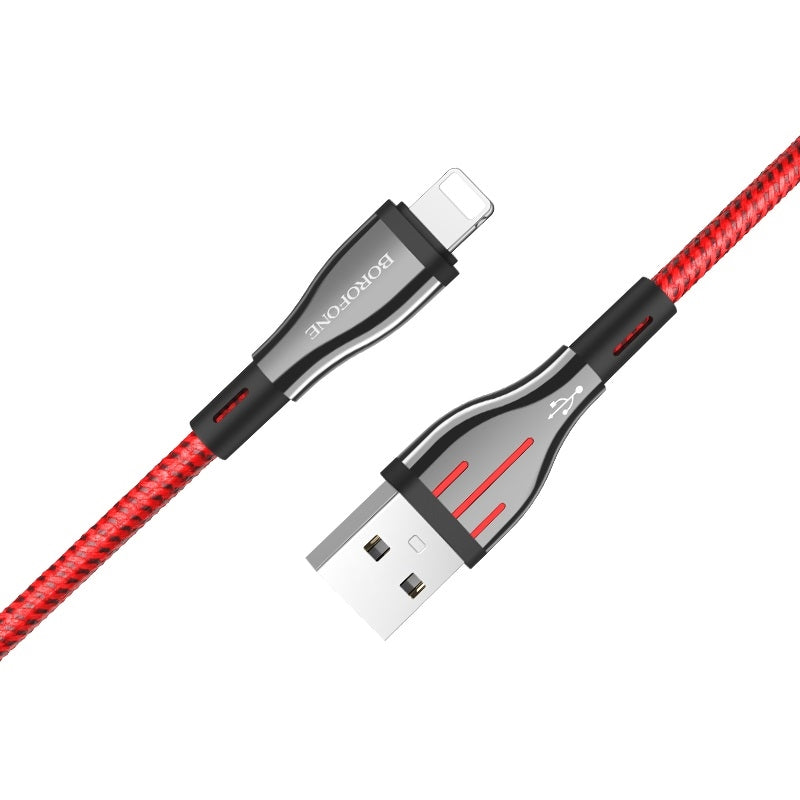 Borofone Highway – 1,2 m langes USB-auf-Lightning-Verbindungskabel (schwarz/rot)