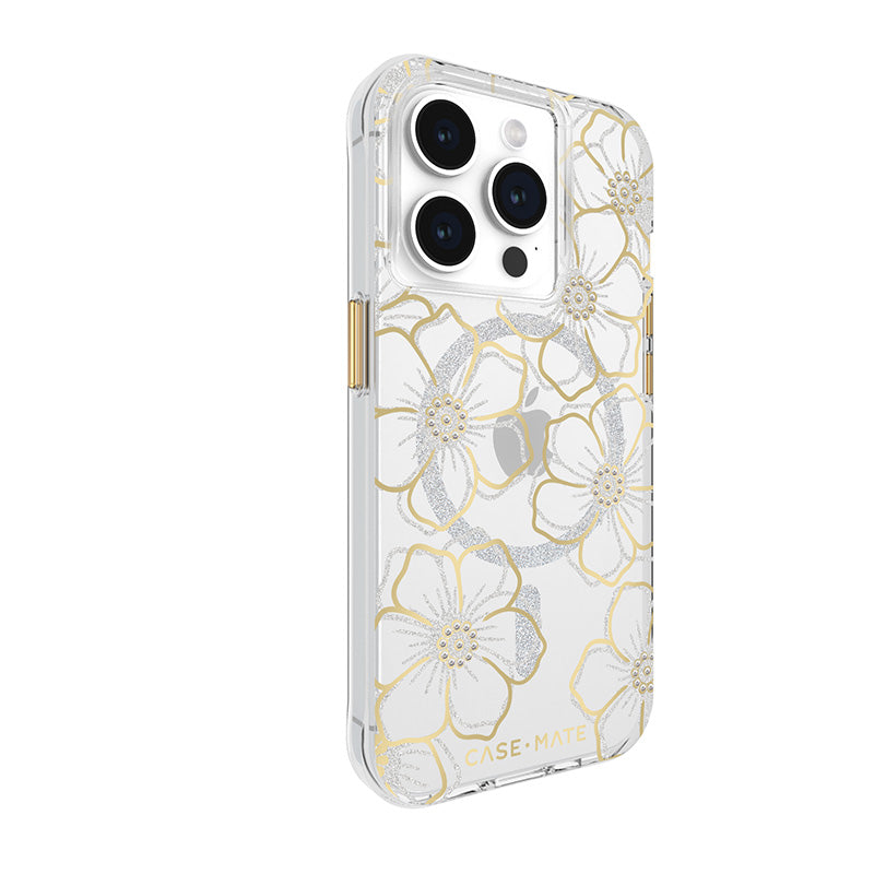 Case-Mate Floral Gems MagSafe - iPhone 15 Pro Hülle (Gold)