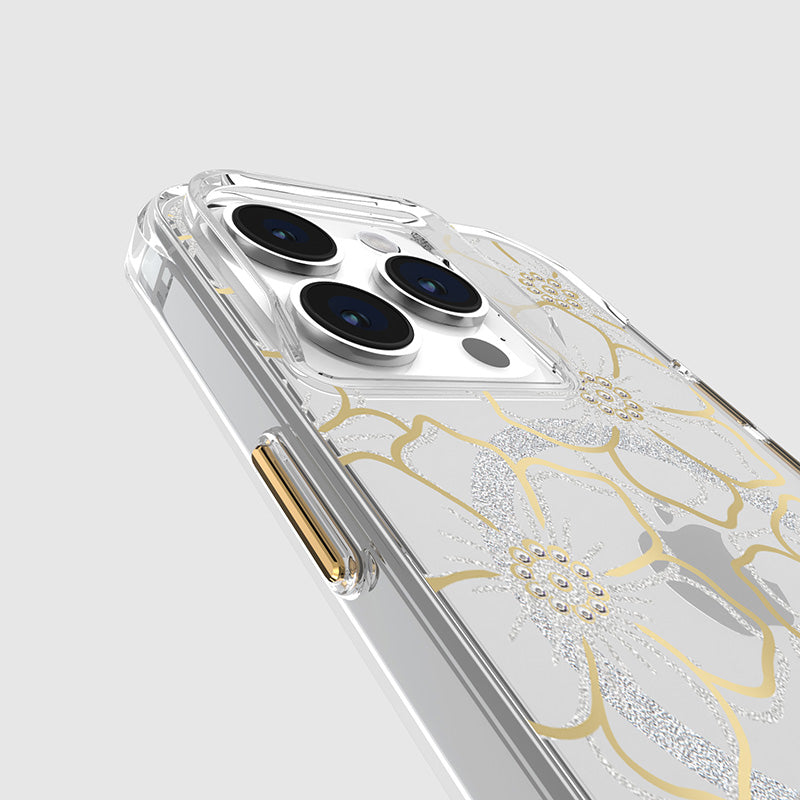 Case-Mate Floral Gems MagSafe - iPhone 15 Pro Hülle (Gold)