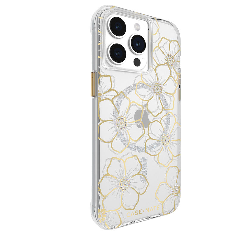 Case-Mate Floral Gems MagSafe - iPhone 15 Pro Max Hülle (Gold)