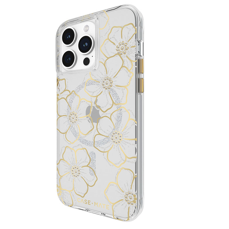 Case-Mate Floral Gems MagSafe - iPhone 15 Pro Max Hülle (Gold)