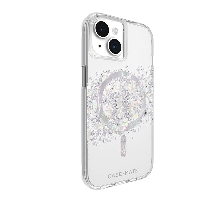 Case-Mate Karat MagSafe - Hülle für iPhone 15 / iPhone 14 / iPhone 13 verziert mit Perlmutt (A Touch of Pearl)