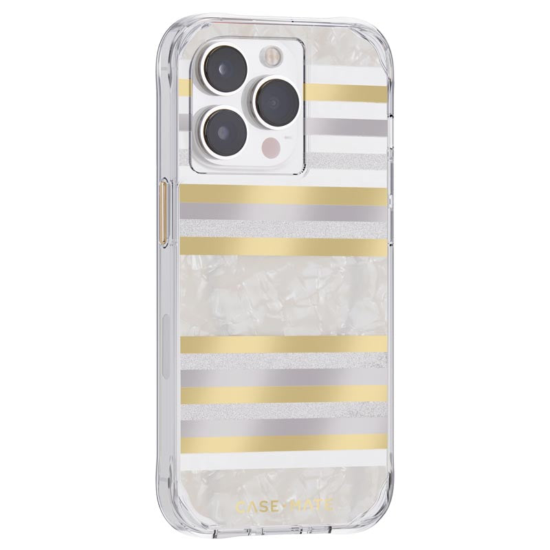 Case-Mate Pearl Stripes MagSafe - Mit Perlmutt verzierte Hülle für iPhone 14 Pro (Pearl Stripes)