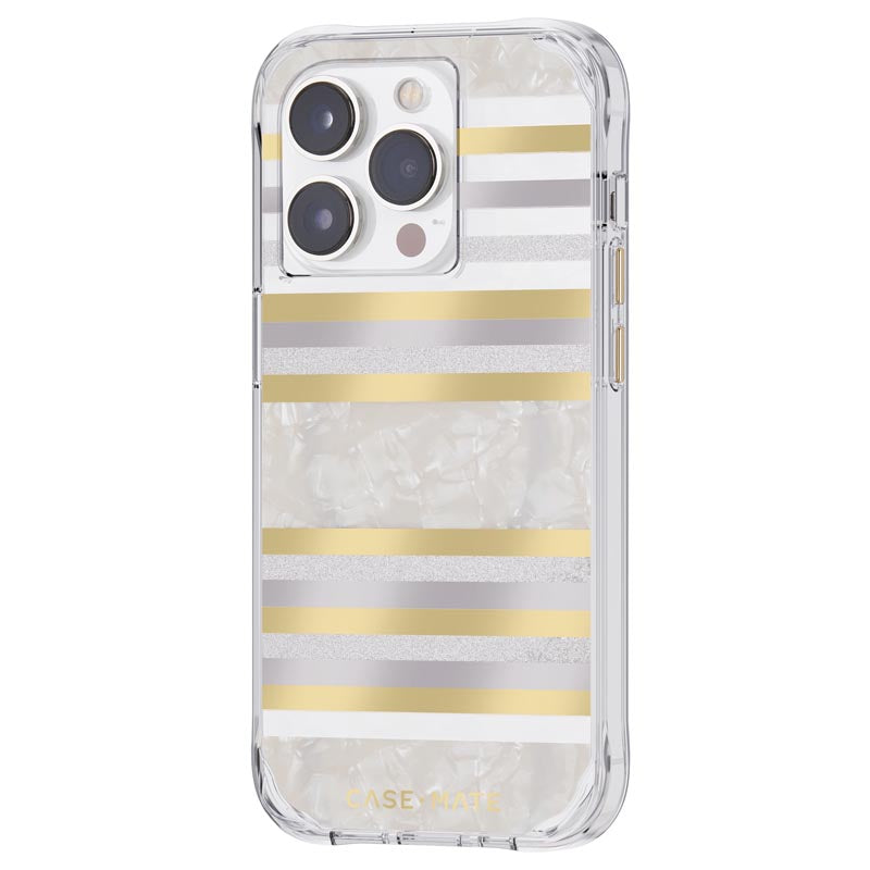 Case-Mate Pearl Stripes MagSafe - Mit Perlmutt verzierte Hülle für iPhone 14 Pro (Pearl Stripes)