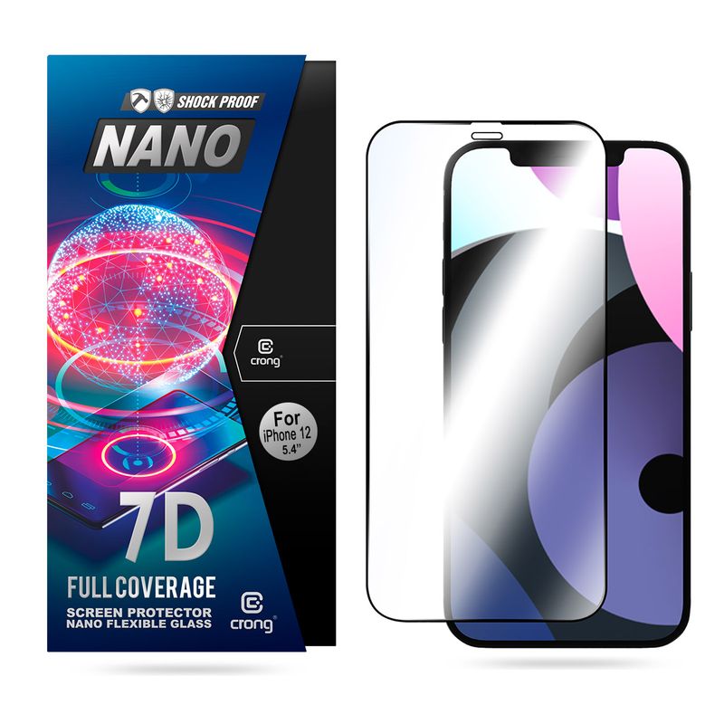 Crong 7D Nano Flexible Glass – Hybrid-Displayschutz mit vollständiger Abdeckung 9H iPhone 5.4 iPhone 12
