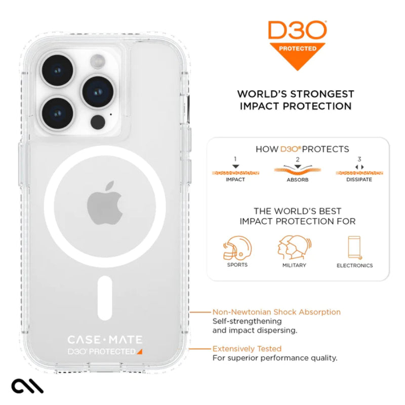 Case-Mate Ultra Tough plus D3O MagSafe - iPhone 15 Pro Hülle (Klar)