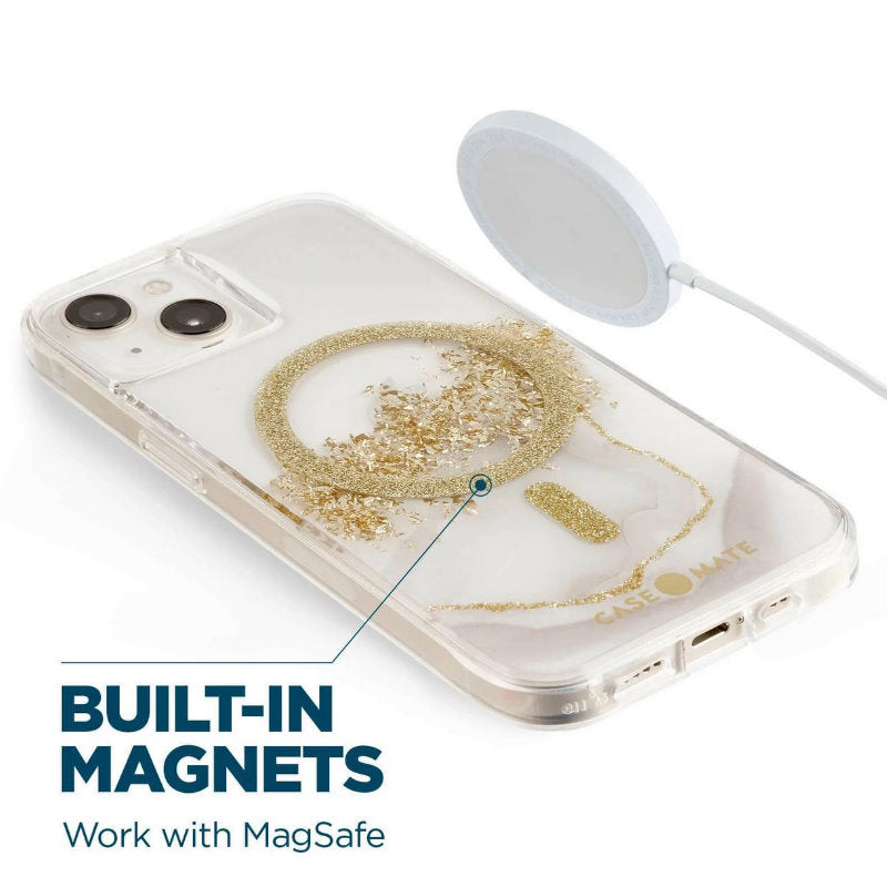 Case-Mate Karat MagSafe - Goldverzierte Hülle für iPhone 14 Plus (Marmor)