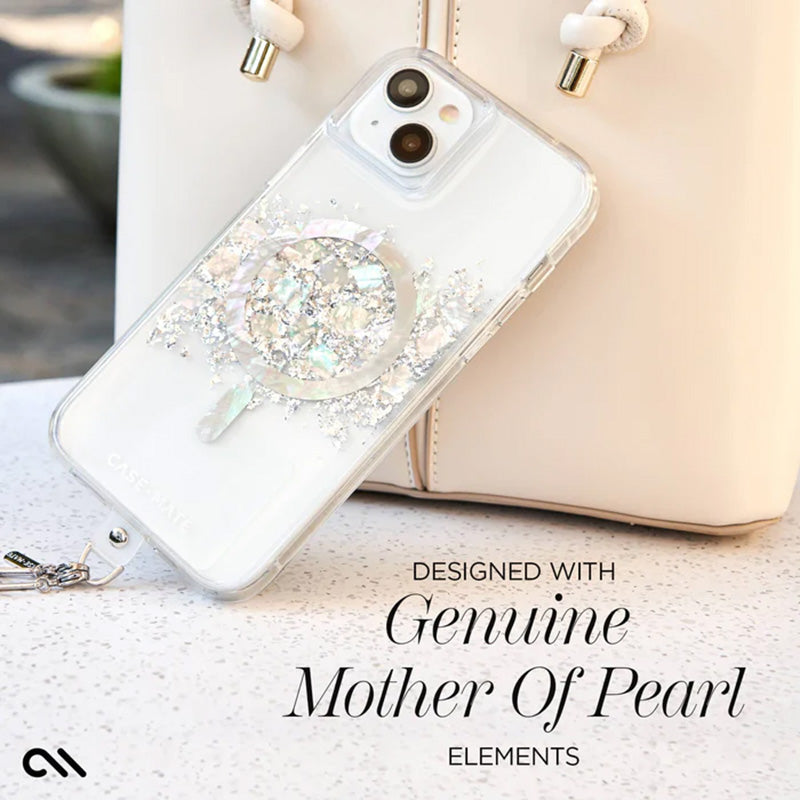 Case-Mate Karat MagSafe - Hülle für iPhone 15 / iPhone 14 / iPhone 13 verziert mit Perlmutt (A Touch of Pearl)