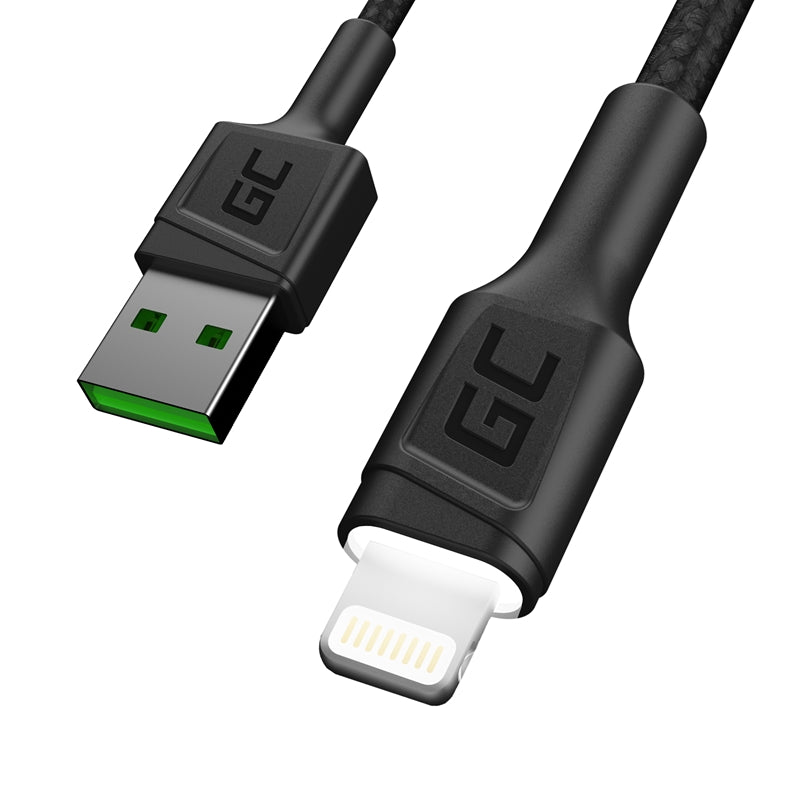 Kabel Green Cell Ray USB-A – Lightning White LED 200 cm mit Unterstützung für Apple 2,4 A Schnellladung