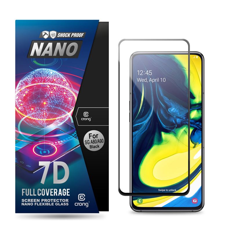 Crong 7D Nano Flexible Glass – Hybrid-Displayschutz mit vollständiger Abdeckung 9H Samsung Galaxy A80 / A90
