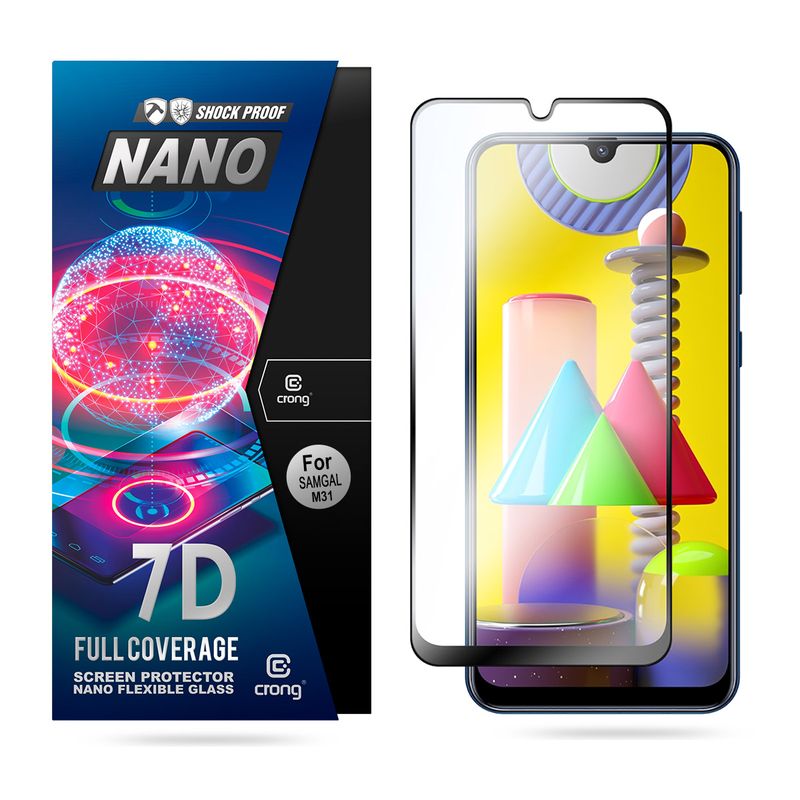 Crong 7D Nano Flexible Glass – Hybrid-Displayschutz mit vollständiger Abdeckung 9H Samsung Galaxy M31