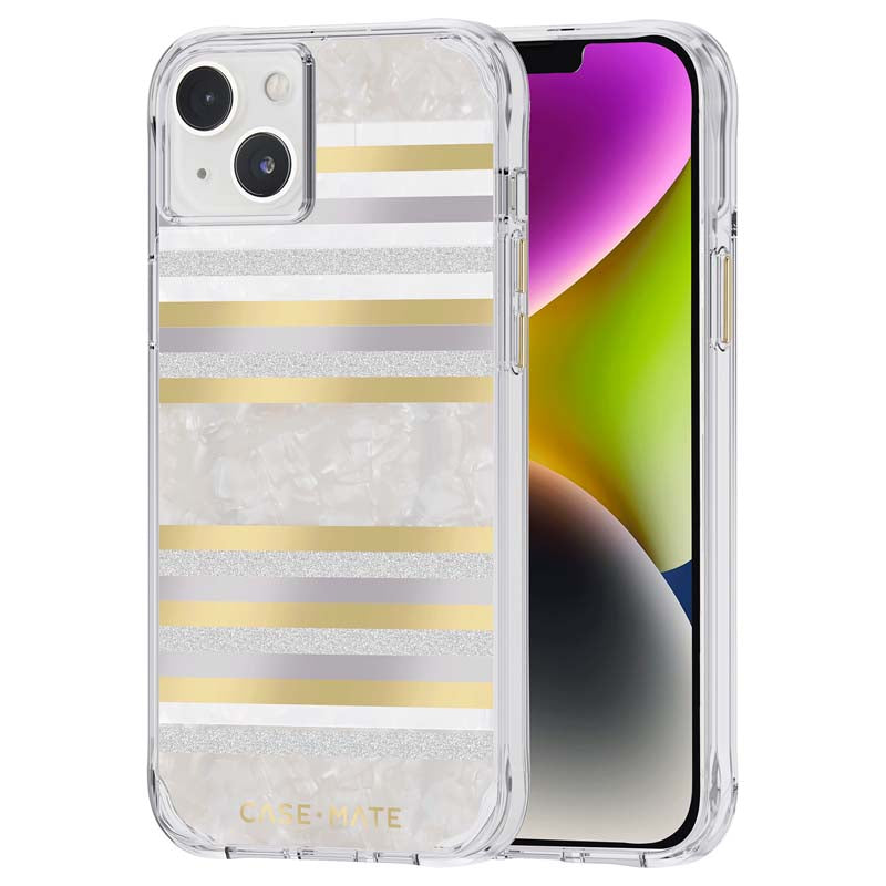 Case-Mate Pearl Stripes MagSafe - Mit Perlmutt verzierte Hülle für iPhone 14 Plus (Pearl Stripes)
