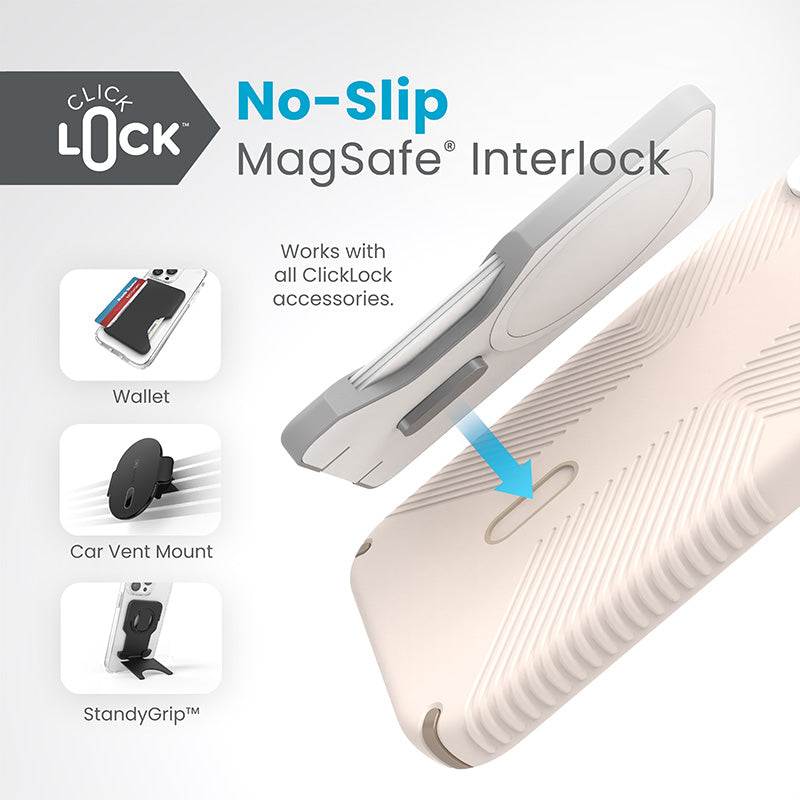Speck Presidio2 Grip ClickLock &amp; Magsafe – Hülle für iPhone 15 Plus / iPhone 14 Plus (Bleached Bone / Heirloom Gold / Hazel Brown)
