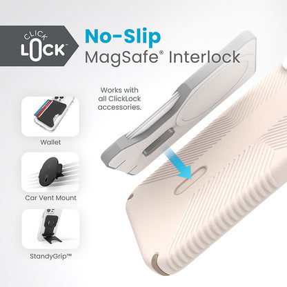 Speck Presidio2 Grip ClickLock &amp; Magsafe – Hülle für iPhone 15 Plus / iPhone 14 Plus (Bleached Bone / Heirloom Gold / Hazel Brown)