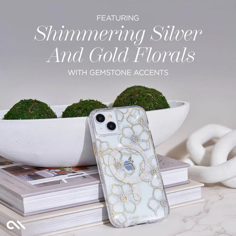 Case-Mate Floral Gems MagSafe - iPhone 15 Plus Hülle (Gold)