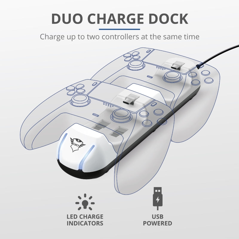 Trust GXT250 – Ladegerät für 2 PS5-Pads