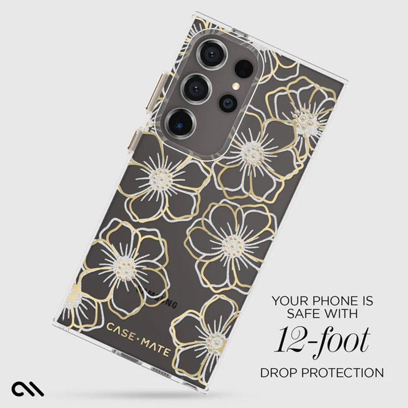 Case-Mate Floral Gems - Hülle für Samsung Galaxy S24 Ultra (Gold)