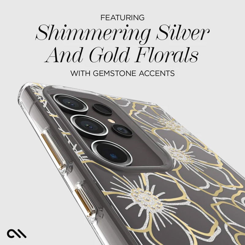 Case-Mate Floral Gems - Hülle für Samsung Galaxy S24 Ultra (Gold)