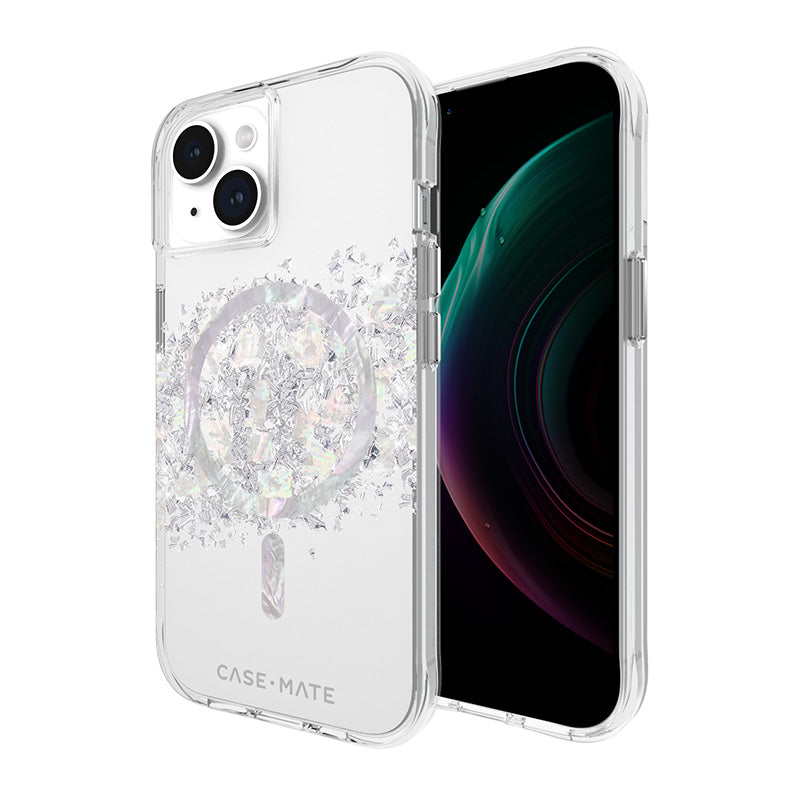 Case-Mate Karat MagSafe - Hülle für iPhone 15 / iPhone 14 / iPhone 13 verziert mit Perlmutt (A Touch of Pearl)