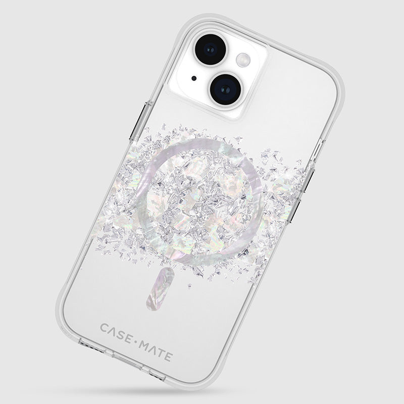 Case-Mate Karat MagSafe - Hülle für iPhone 15 / iPhone 14 / iPhone 13 verziert mit Perlmutt (A Touch of Pearl)