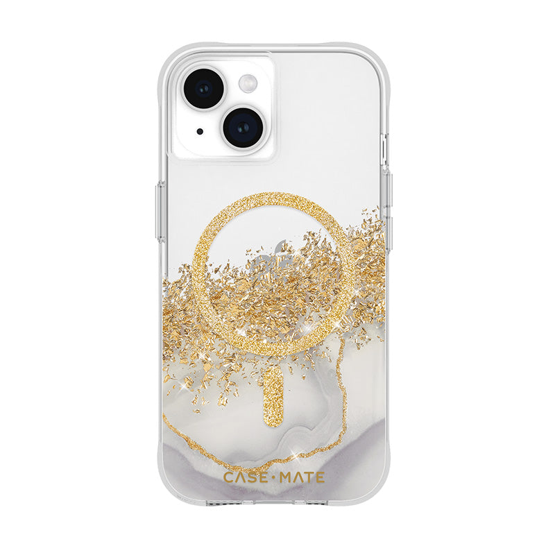 Case-Mate Karat MagSafe - Hülle für iPhone 15 / iPhone 14 / iPhone 13 verziert mit Gold (Marmor)