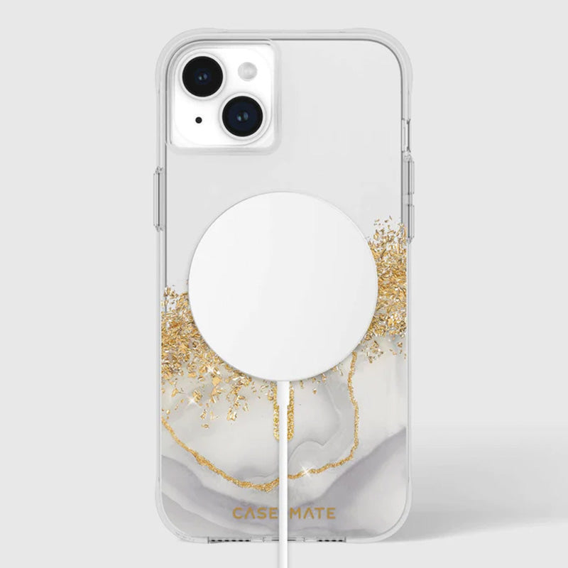 Case-Mate Karat MagSafe - iPhone 15 Plus Hülle mit Golddekor (Marmor)