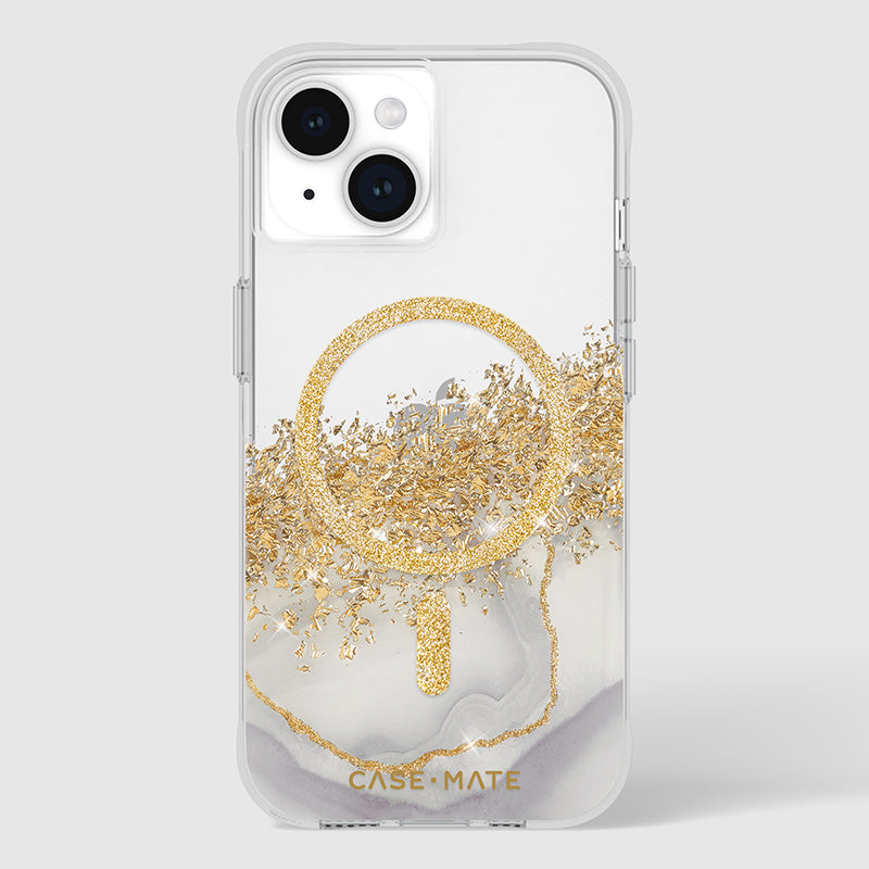 Case-Mate Karat MagSafe - Hülle für iPhone 15 / iPhone 14 / iPhone 13 verziert mit Gold (Marmor)