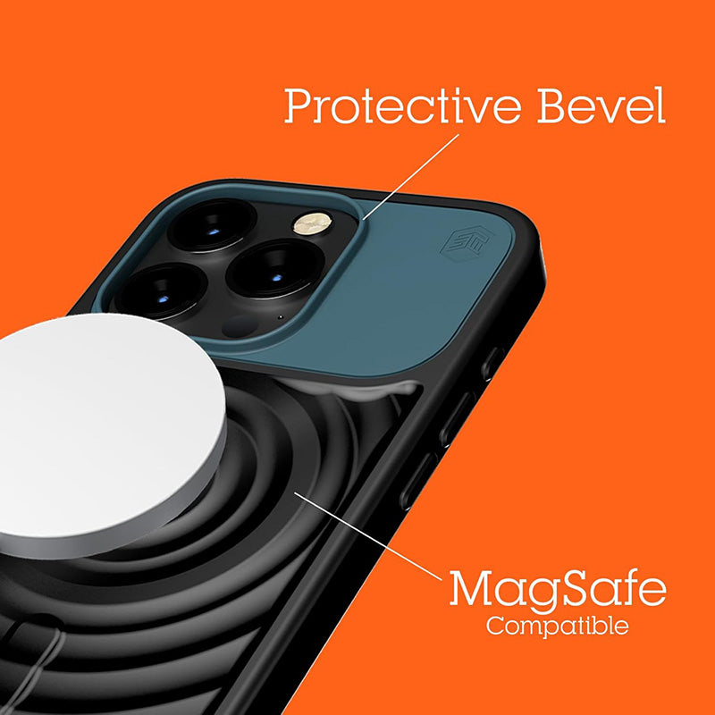 STM Reawaken Ripple MagSafe - Anti-stress case for iPhone 15 (Black / Atlantic)