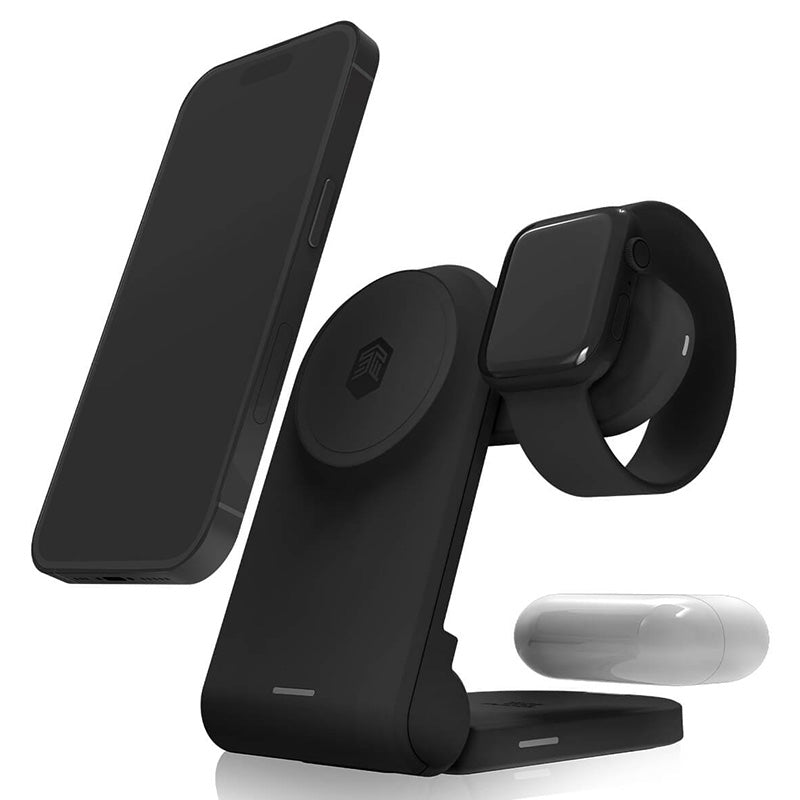 STM ChargeTree MAG – 3-in-1 mobiles kabelloses Ladegerät mit MagSafe (schwarz)