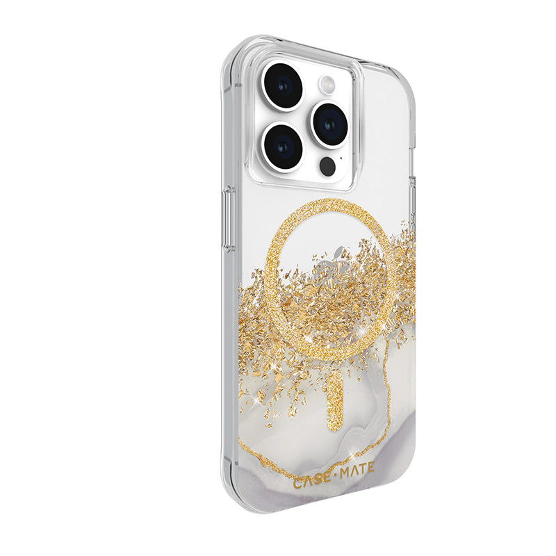 Case-Mate Karat MagSafe - iPhone 15 Pro Hülle mit Golddekor (Marmor)