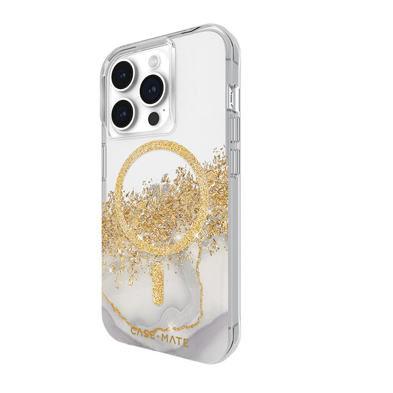 Case-Mate Karat MagSafe - iPhone 15 Pro Hülle mit Golddekor (Marmor)