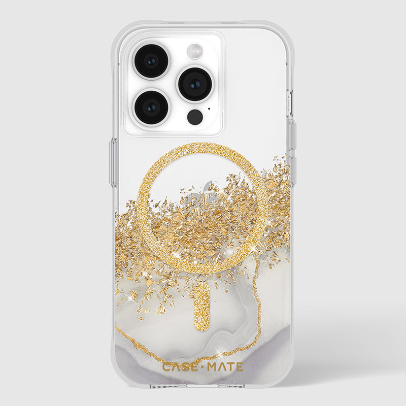 Case-Mate Karat MagSafe - iPhone 15 Pro Hülle mit Golddekor (Marmor)