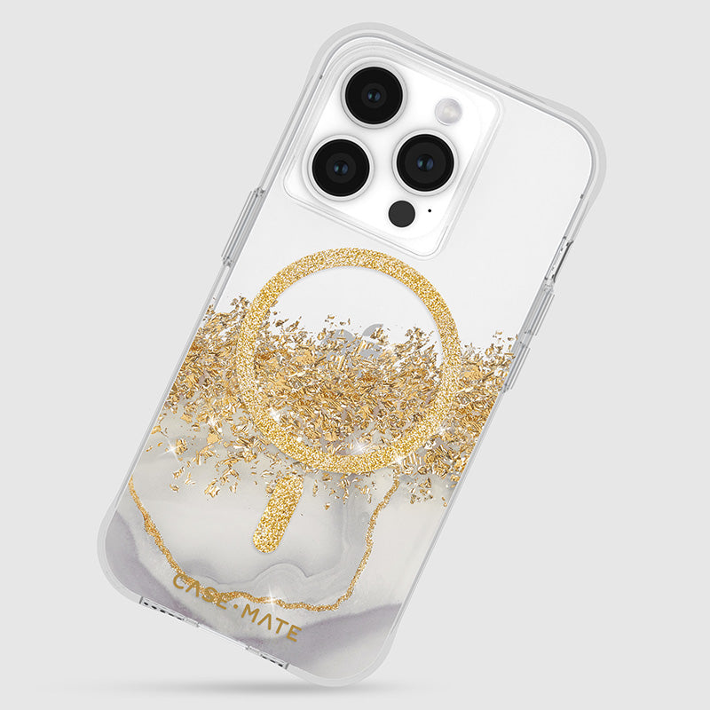Case-Mate Karat MagSafe - iPhone 15 Pro Hülle mit Golddekor (Marmor)