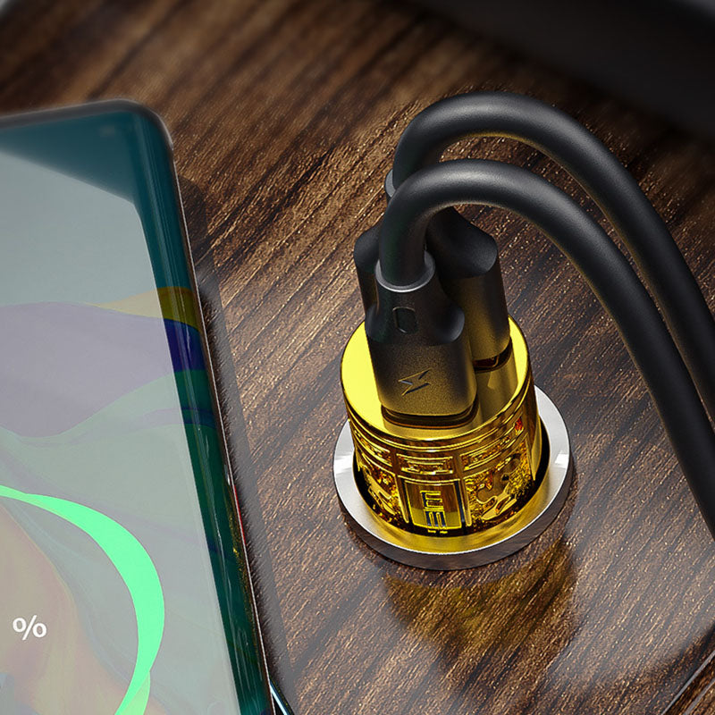 WEKOME WP-C37 Sakin-Serie – USB-C- und USB-A-Schnelllade-PD-20-W-Autoladegerät (Gold)