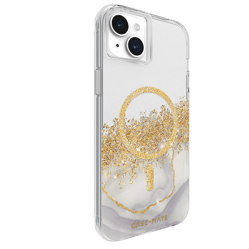 Case-Mate Karat MagSafe - iPhone 15 Plus Hülle mit Golddekor (Marmor)