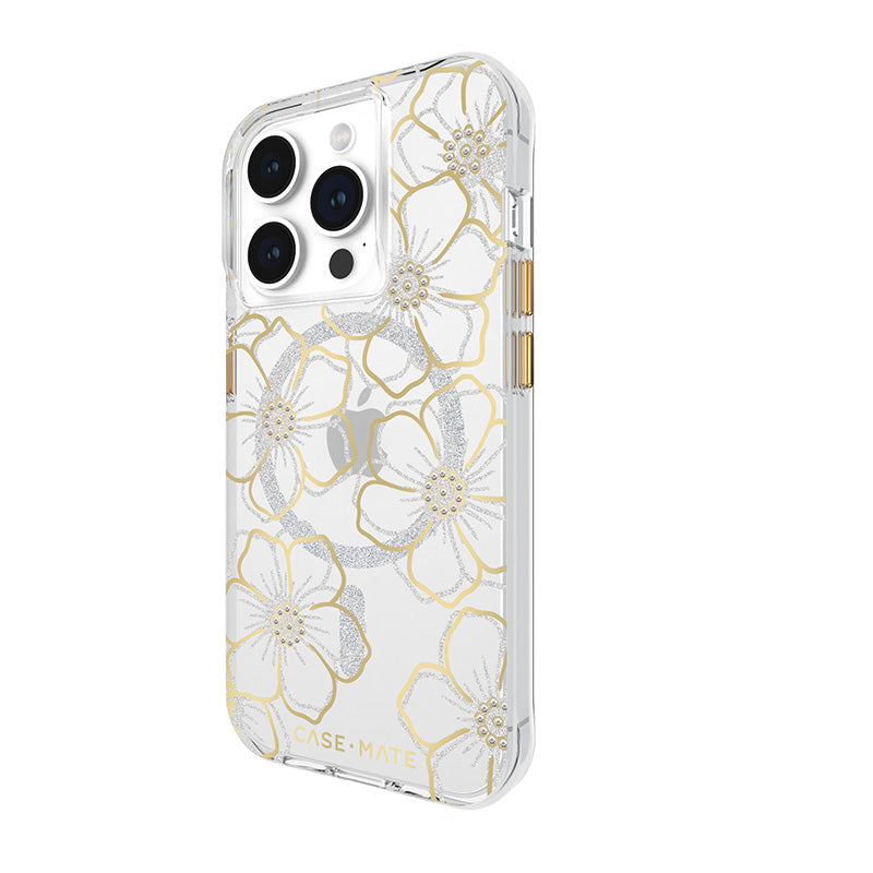 Case-Mate Floral Gems MagSafe - iPhone 15 Pro Hülle (Gold)